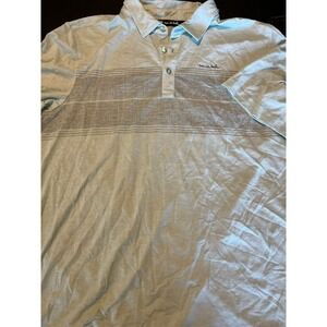 Travis Mathew Mens Polo Shirt Size L Mint Green Stripe‎ Golf Casual